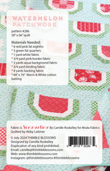 Back of the Watermelon Patchwork Pattern Quilt Pattern by Thimble Blossoms