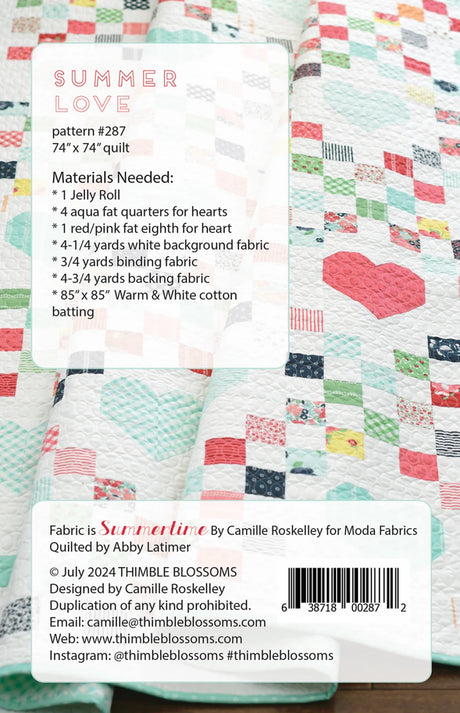 Back of the Summer Love Quilt Pattern by Thimble Blossoms