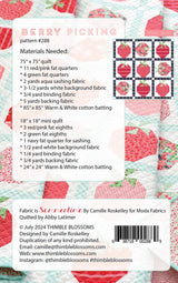 Back of the Berry Picking Pattern Quilt Patter by Toad and Sew