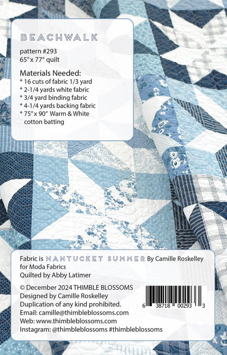 Back of the Beachwalk Quilt Pattern by Thimble Blossoms