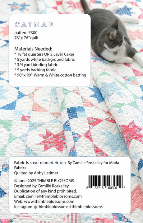 Back of the Catnap pattern Quilt Pattern by Thimble Blossoms