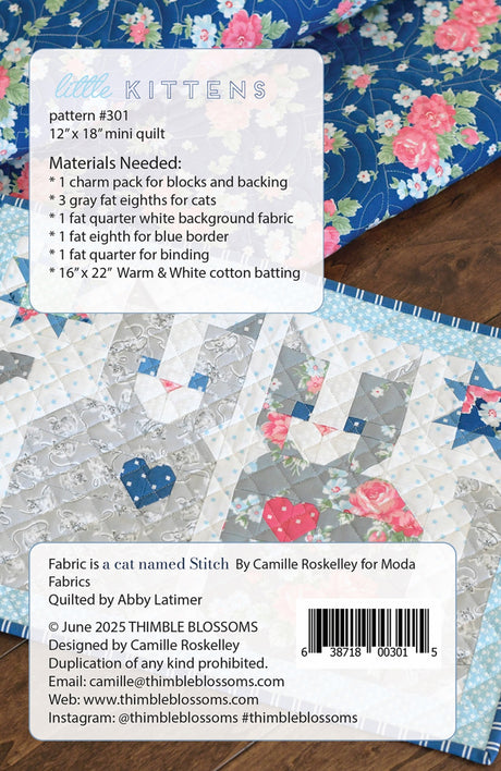 Back of the Little Kittens pattern Quilt Pattern by Thimble Blossoms