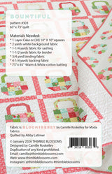 Back of the Bountiful pattern Quilt Pattern by Thimble Blossoms