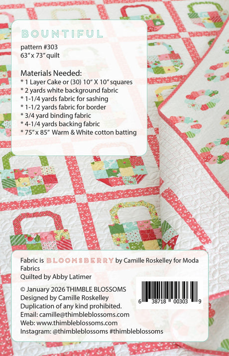 Back of the Bountiful pattern Quilt Pattern by Thimble Blossoms