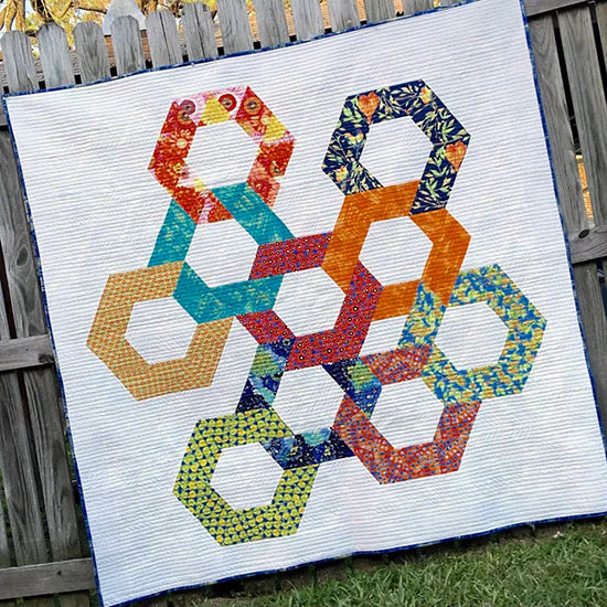 Back of the Kwik Hexie Links Quilt Pattern by Karie Jewell