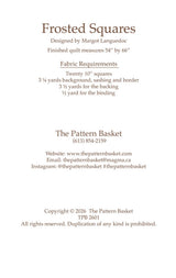 Back of the Frosted Squares Quilt Pattern by Pattern Basket