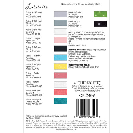 Back of the Lulubelle Quilt Pattern by The Quilt Factory