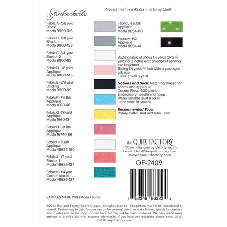 Back of the Stinkerbelle Quilt Pattern by The Quilt Factory