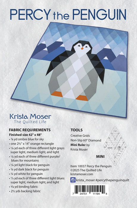 Back of the Percy the Penguin Quilt Pattern by The Quilted Life