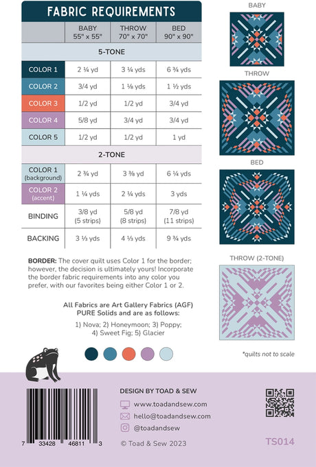 Back of the Nebulous Quilt Pattern by Toad and Sew