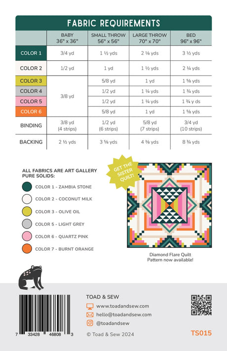 Back of the Time Capsule Quilt Pattern by Toad and Sew