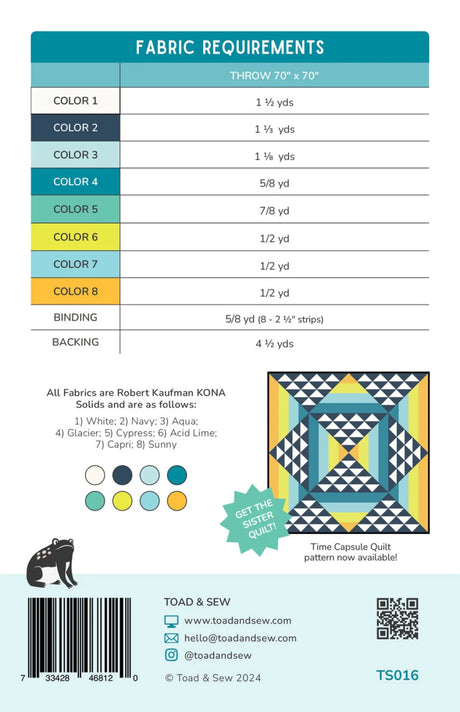 Back of the Diamond Flare Quilt Pattern by Toad and Sew