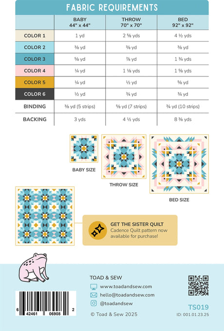Back of the Aria Quilt Pattern by Toad and Sew