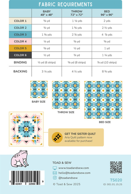 Back of the Cadence Quilt Pattern by Toad and Sew