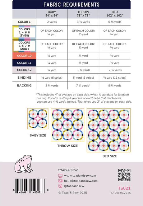 Back of the Moonbeam Quilt Pattern by Toad and Sew