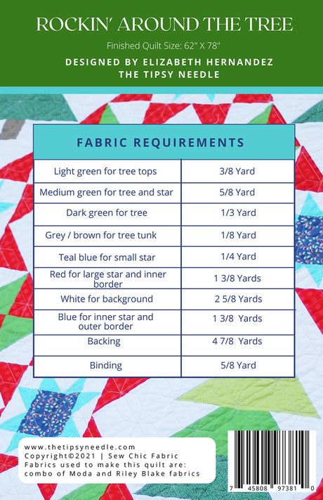 Back of the Rocking Around The Tree Quilt Pattern by The Tipsy Needle