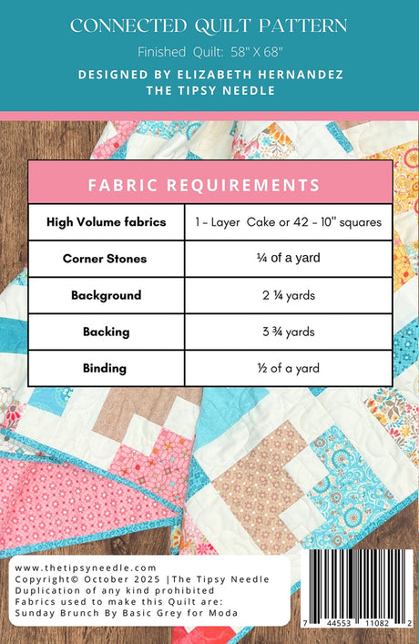 Back of the Connected Quilt Pattern by The Tipsy Needle