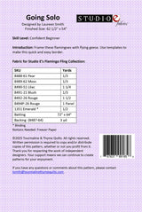 Back of the Going Solo Quilt Pattern by Touramaline & Thyme