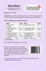 Back of the Rosa Maria Quilt Pattern by Touramaline & Thyme