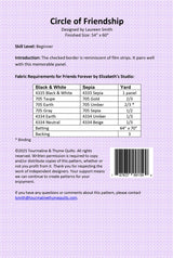 Back of the Circle of Friendship Quilt Pattern by Touramaline & Thyme