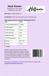 Back of the Hoot Knows Quilt Pattern by Touramaline & Thyme