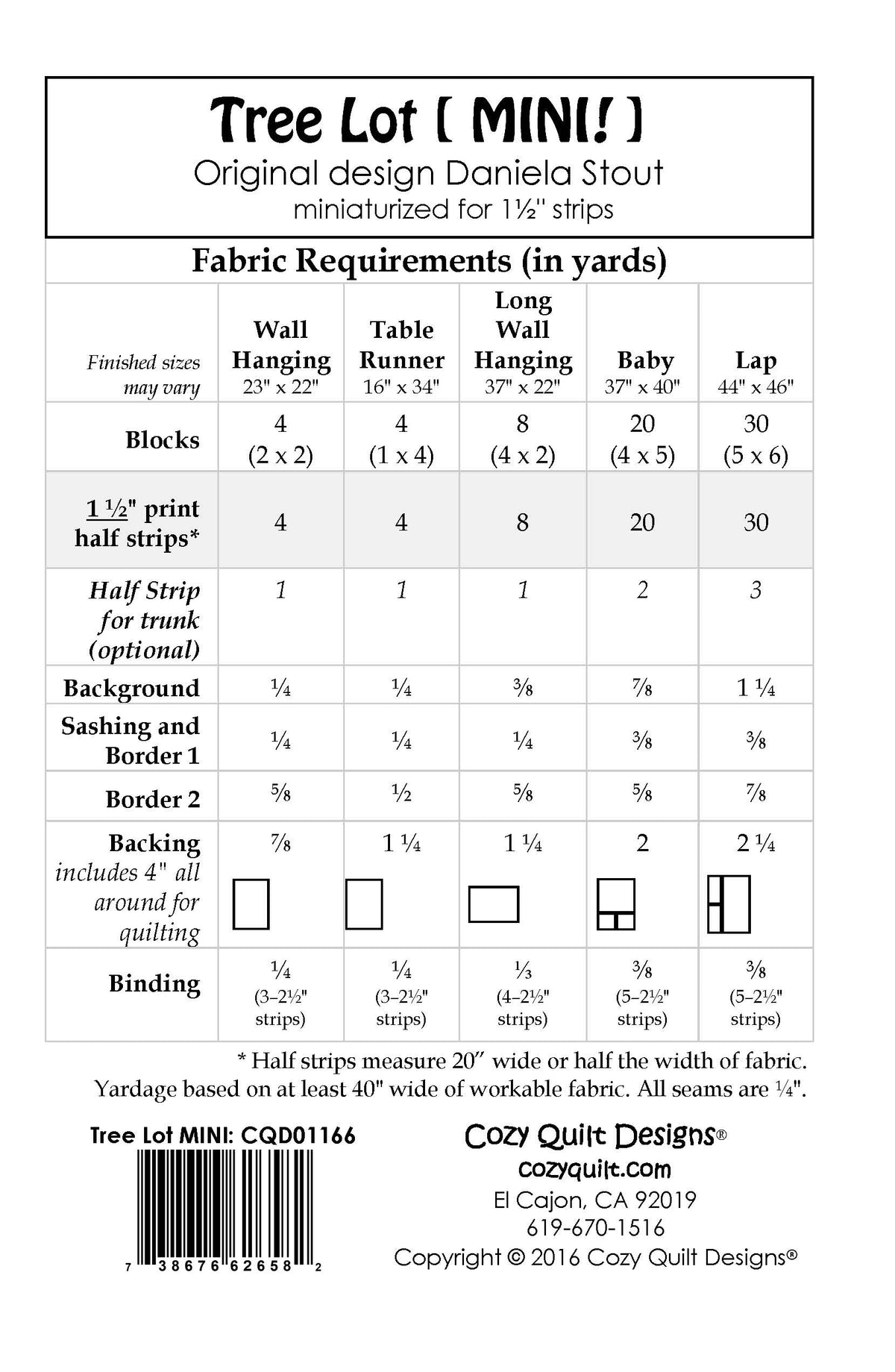 Back of the Tree Lot [MINI] Downloadable Pattern by Cozy Quilt Designs