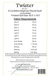 Back of the Twister Pattern by Quilting Renditions
