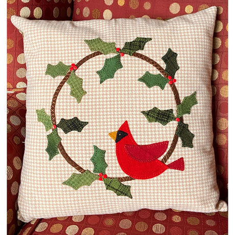 Cardinal Wreath Pillow Pattern by Upper Canada Quiltworks