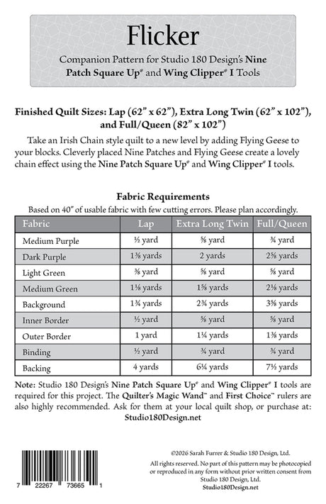 Back of the Flicker Quilt Pattern by Studio 180 Design