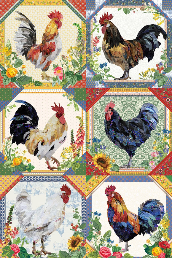 Petit Rouge Roosters Quilt Pattern by Collage Quilter