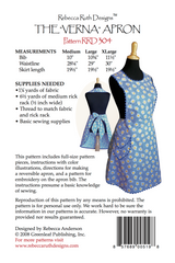 Back of the "Verna" Apron Pattern by Rebecca Ruth Designs