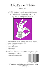 Back of the Picture This - A-OK 5 Yard Pattern Quilt Pattern by Quiltin' Tia Quiltworks