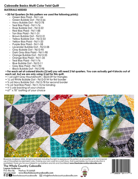 Back of the Caboodle Basics Multi Color Twist Quilt by Whirligig Designs