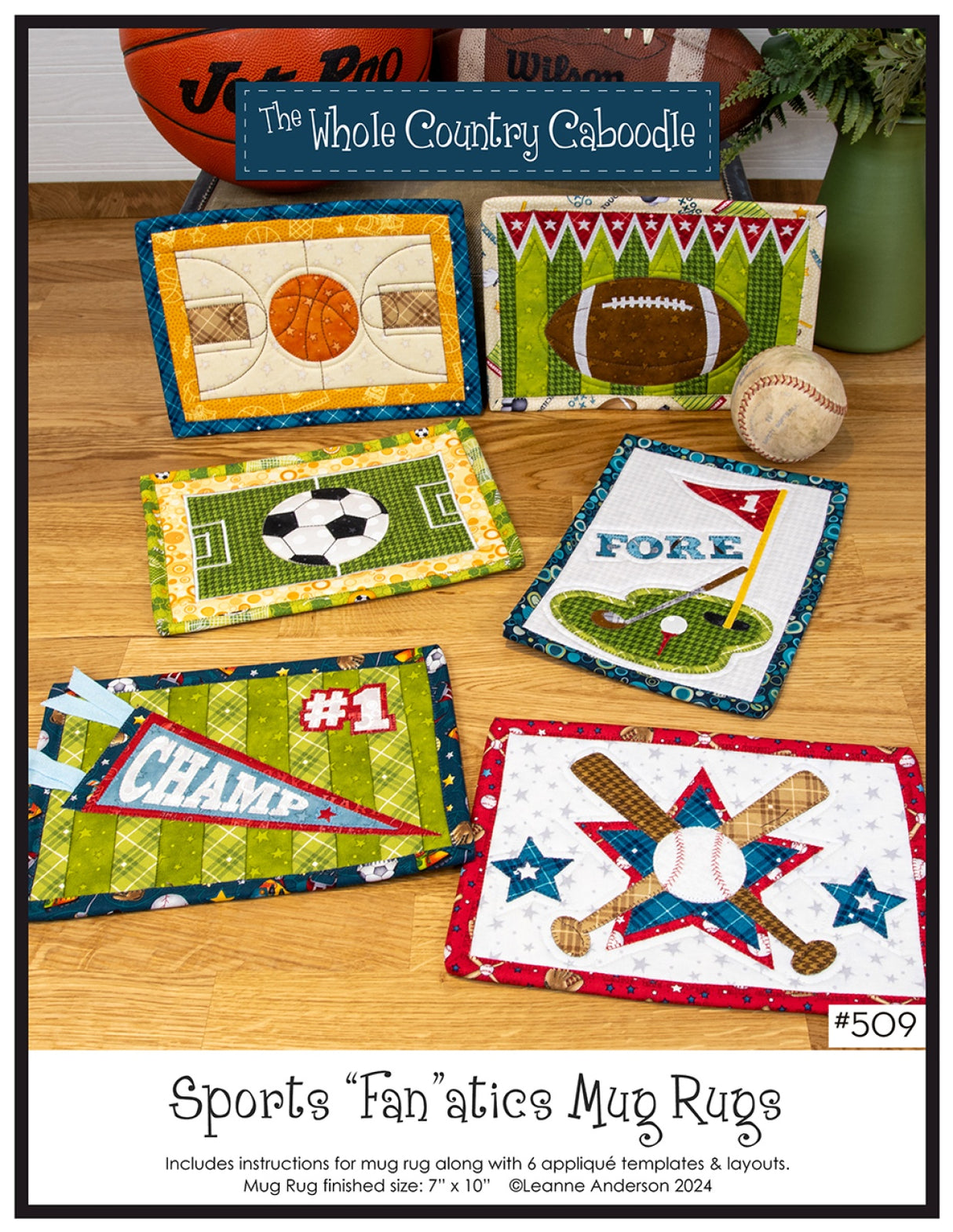 Sports Fanatics Mug Rugs Quilt Pattern by Whole Country Caboodle