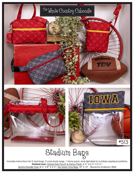 Stadium Bags Quilt Pattern by Whole Country Caboodle