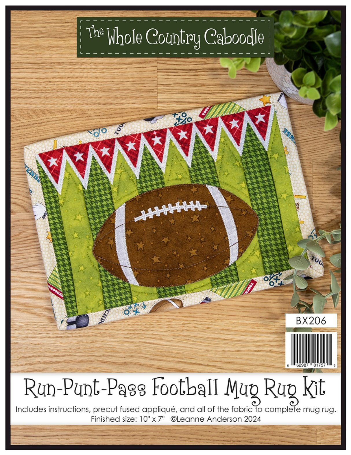 Run-Punt-Pass Football Mug Rug Kit Quilt Pattern by Whole Country Caboodle