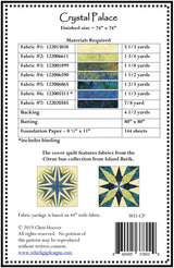 Back of the Crystal Palace Quilt Pattern by Whirligig Designs