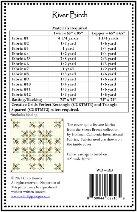 Back of the River Birch Downloadable Pattern by Whirligig Designs