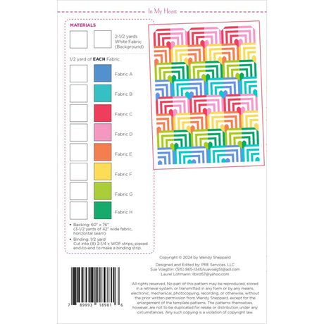 Back of the In My Heart Quilt Pattern by Wendy Sheppard