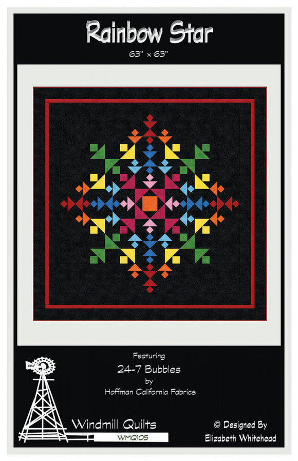 Rainbow Star Dark Quilt Pattern by Windmill Quilts