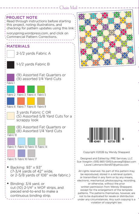 Back of the Chain Mail Quilt Pattern by Wendy Sheppard