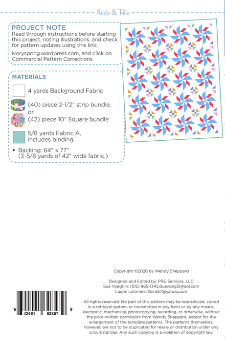 Back of the Reels & Trills Quilt Pattern by Wendy Sheppard