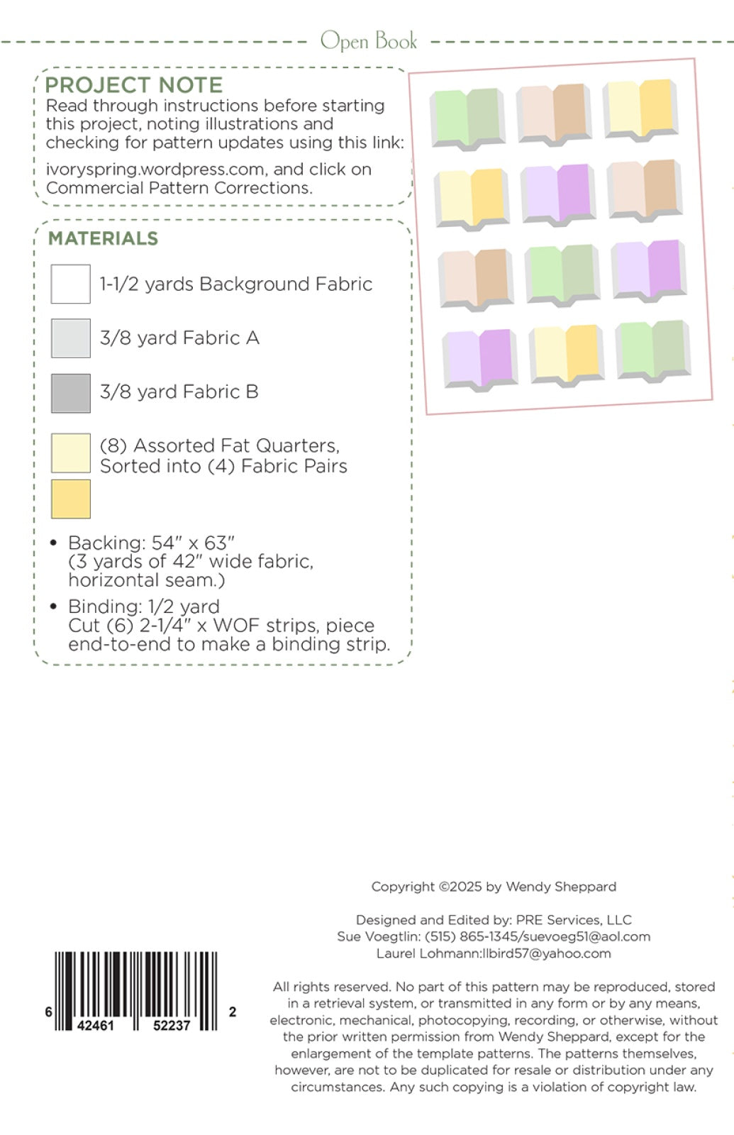 Open Book Quilt Pattern