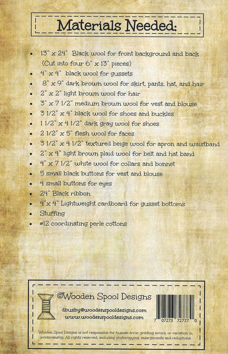 Back of the Pilgrim Pillars Quilt Pattern by Wooden Spool Designs