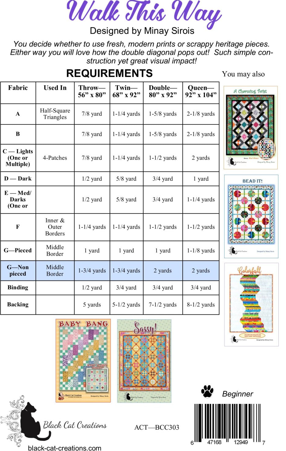 Back of the Walk This Way Downloadable Pattern by Black Cat Creations