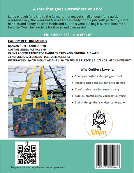 Weekend Market Tote Quilt Downloadable Pattern