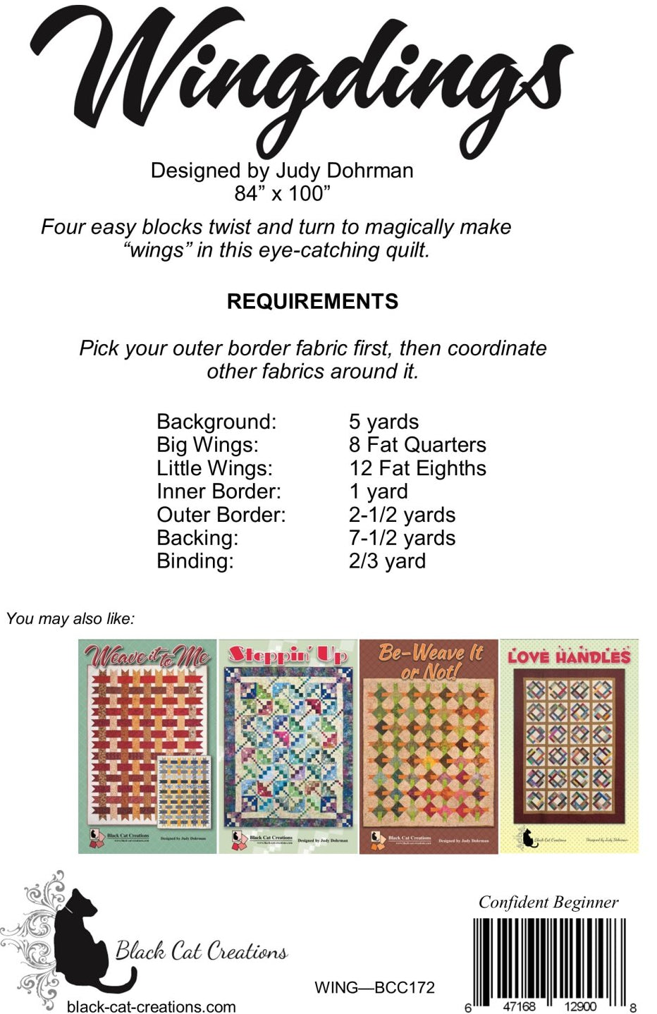 Back of the Wingdings Downloadable Pattern by Black Cat Creations