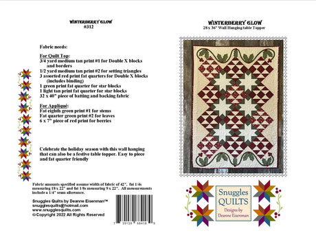 Back of the Winterberry Glow Quilt Pattern by Snuggles Quilts