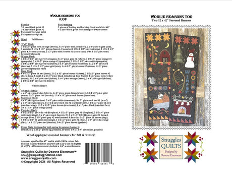 Back of the Woolie Seasons Too Downloadable Pattern by Snuggles Quilts