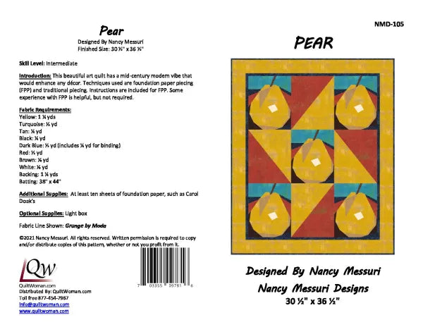 Back of the Pear Downloadable Pattern by Nancy Messuri Designs